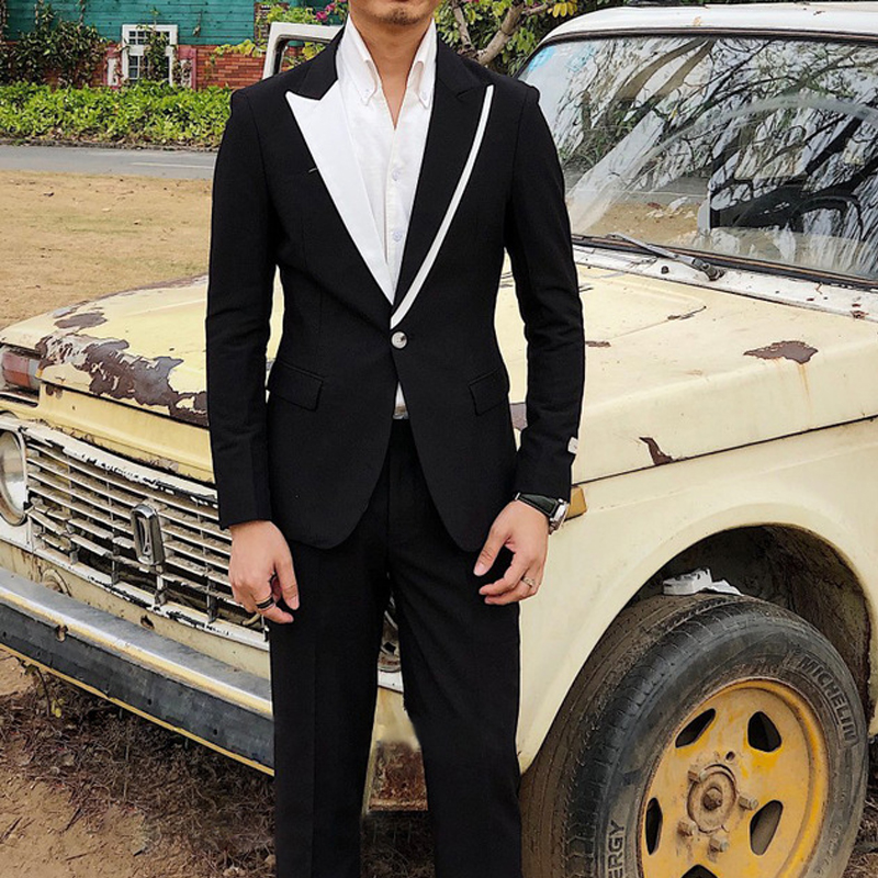 Men'S Grooming Club - Casual Men Suits With Black Pants
