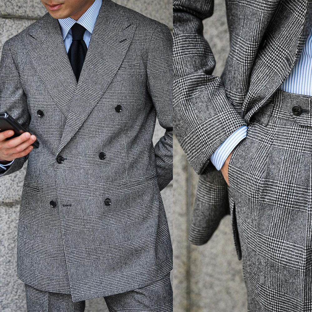 Men'S Grooming Daily - Business Plaid Men Suit 2 Pieces
