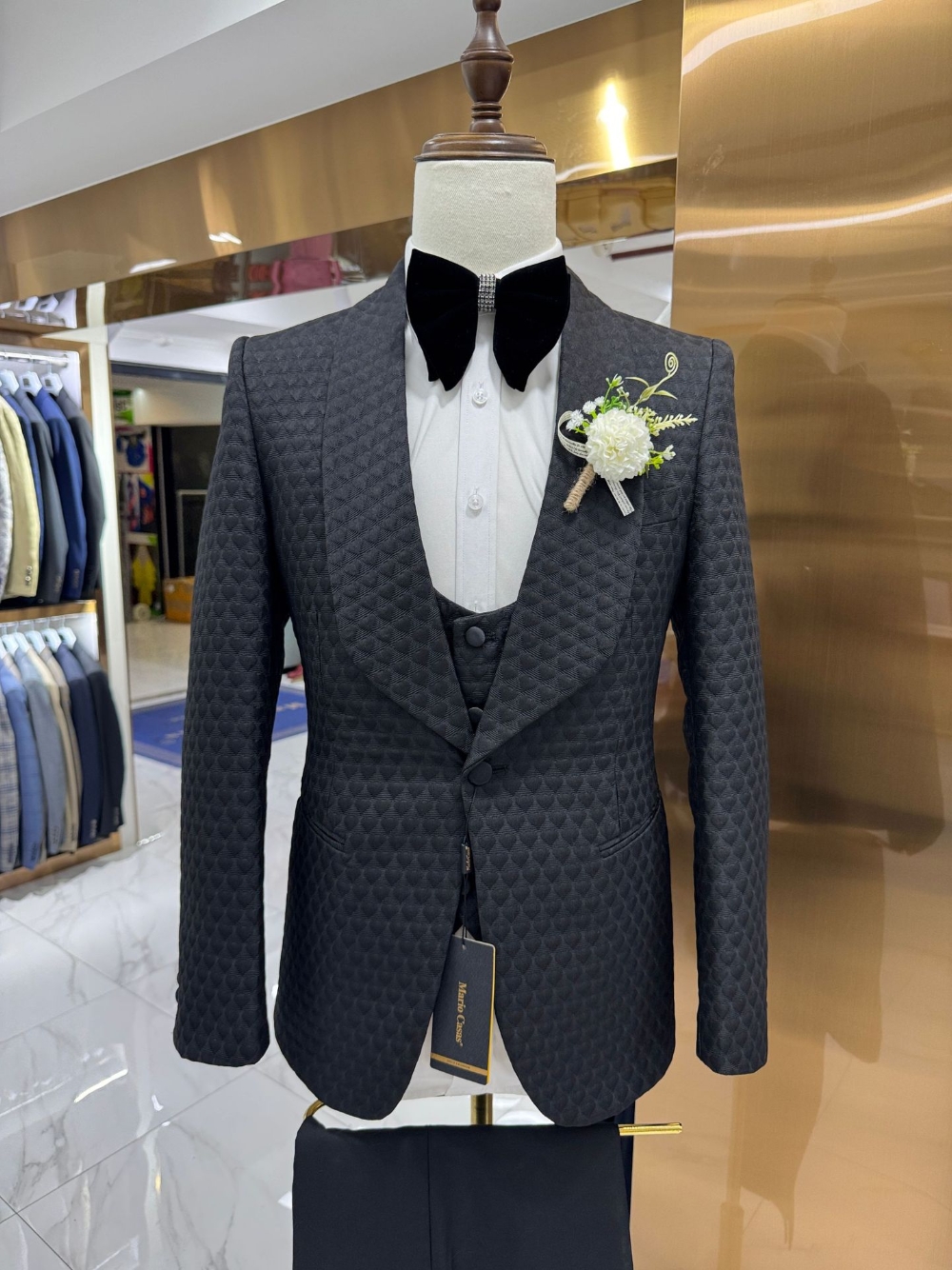 Mens Three Piece Jacquard Suit – Men'S Grooming Images recenzja i cena