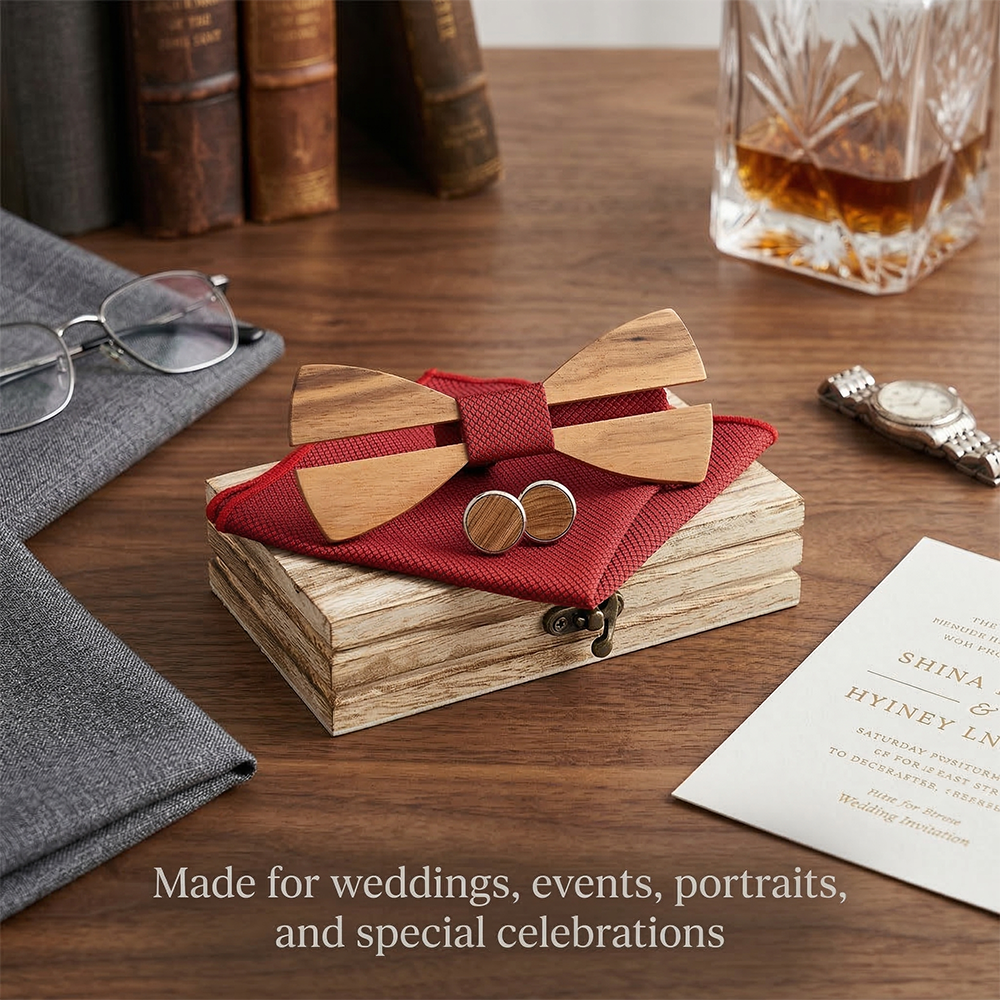 Mens Wooden Bowtie Set Minimal – Mens Grooming Box recenzja i cena