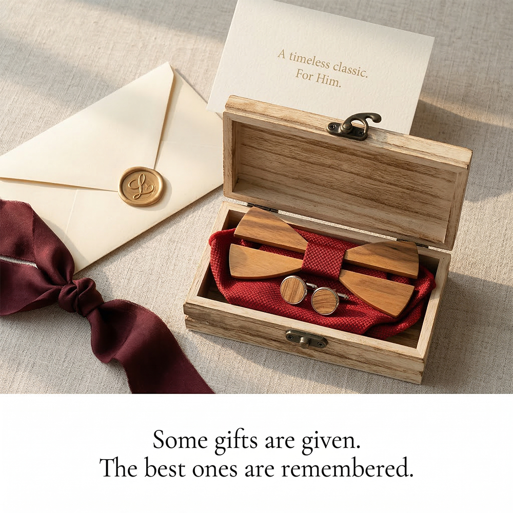 Mens Wooden Bowtie Set Minimal – Mens Grooming Box recenzja i cena