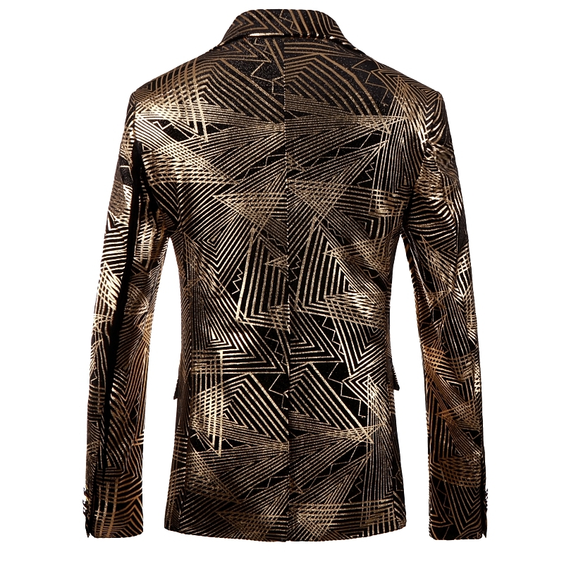 Luxury Gold Striped Print Blaz – Men'S Grooming Club recenzja i cena