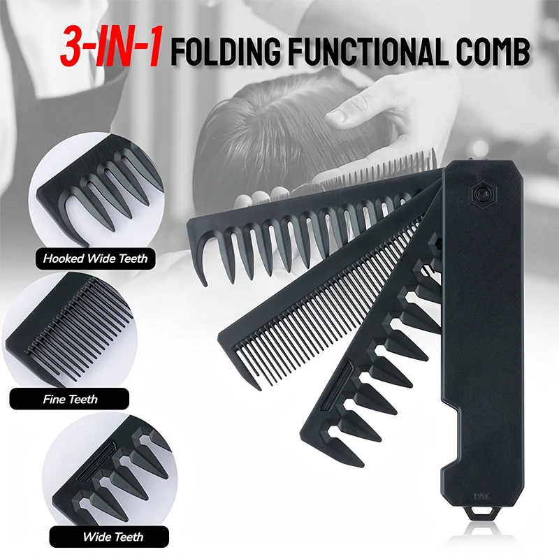 3-in-1 Folding Beard Comb for  – Mens Grooming Box recenzja i cena