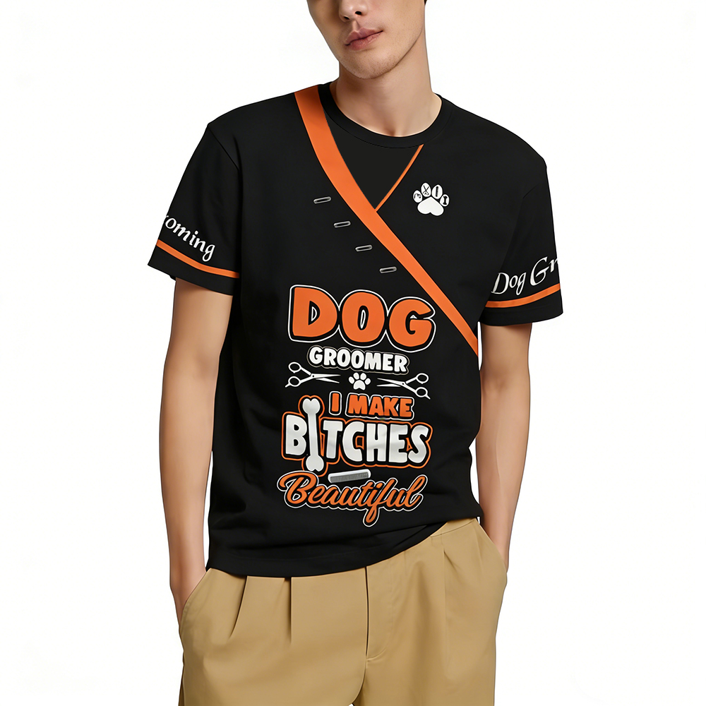 Dog Groomer 3d Print T-shirt F – Men Grooming Quotes Short recenzja i cena