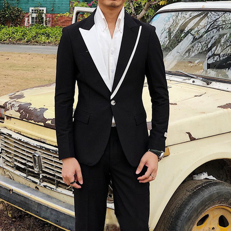 Casual Men Suits With Black Pa – Men'S Grooming Club recenzja i cena