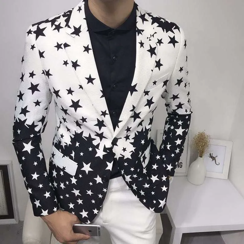 Star Print Slim Fit Blazers 20 – Men'S Grooming Club recenzja i cena
