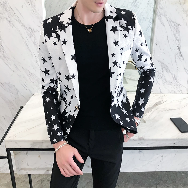 Star Print Slim Fit Blazers 20 – Men'S Grooming Club recenzja i cena