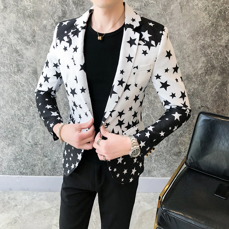 Star Print Slim Fit Blazers 20 – Men'S Grooming Club recenzja i cena