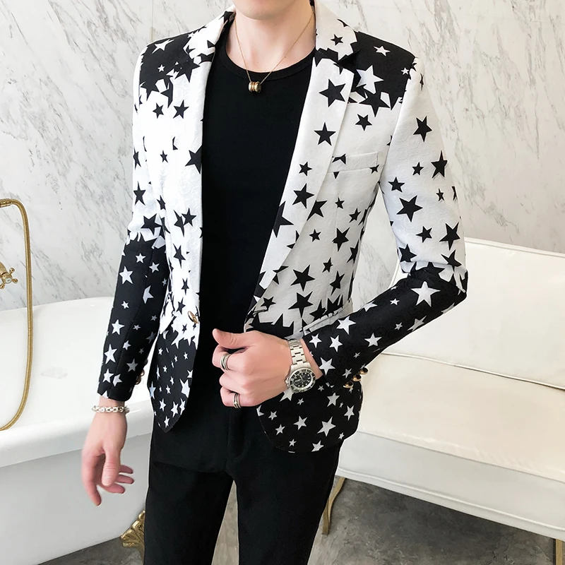 Star Print Slim Fit Blazers 20 – Men'S Grooming Club recenzja i cena